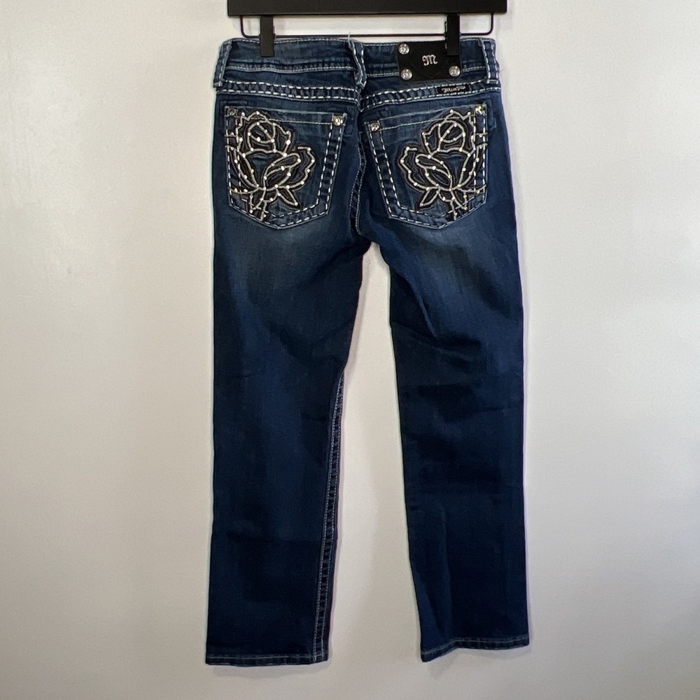 Miss Me Rose Pocket Straight Leg Dark Wash Capri Jeans